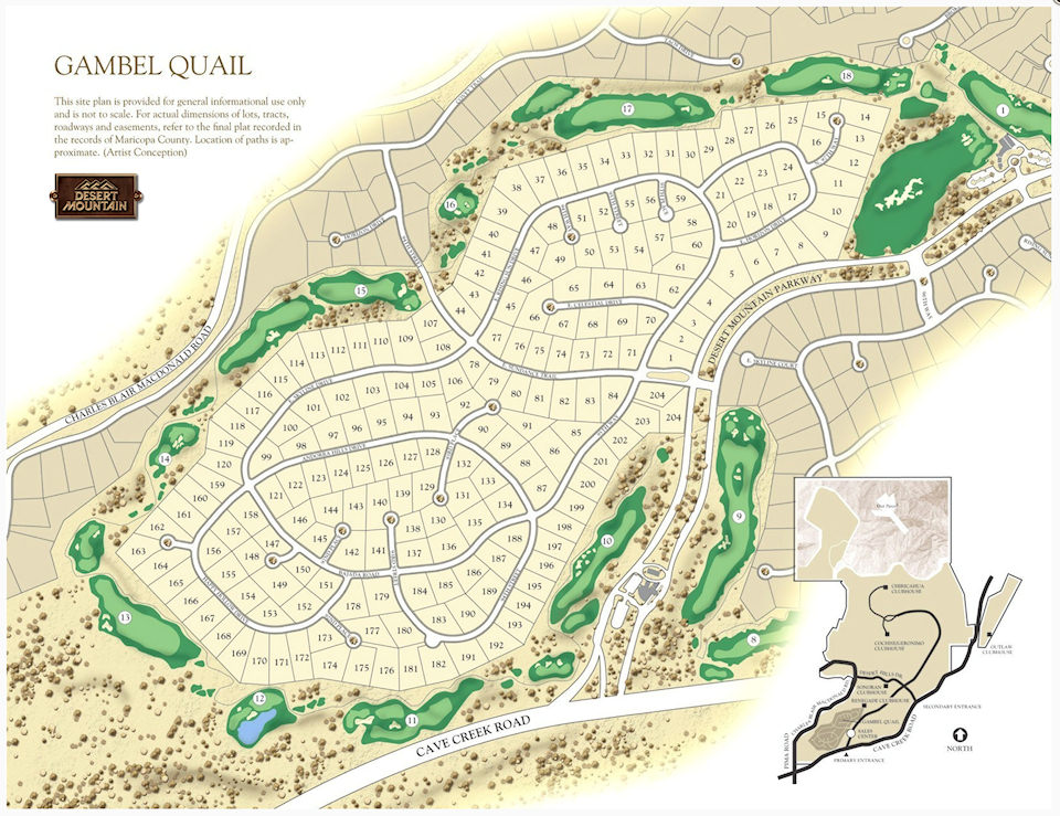 Gambel Quail Map in Desert Mountain Scottsdale Arizona